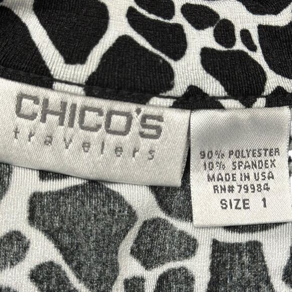 Chicos Travelers Womens Slinky Liquid Knit Animal Print Long Sleeve Top sz 1 / M - Picture 16 of 16